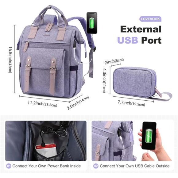 Laptop Backpack Purse for Women, Cute College School Backpack Bookbag